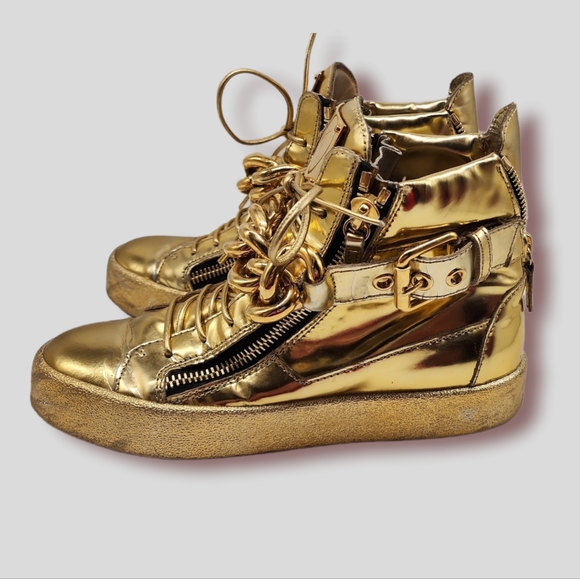 Giuseppe Zanotti Men's Metallic Chain & Zipper High-Top Sneaker - Picture 4 of 6